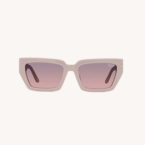 DEZI Cream Square Sunglasses with Pink Gradient Lenses